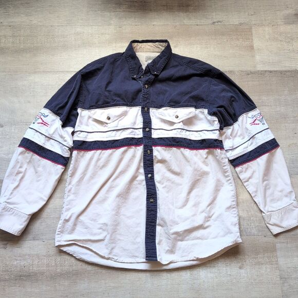 Vintage Express Riders Size L Long Sleeve Button-up Men's Shirt Western Cowboy - Picture 1 of 7